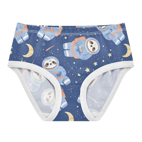 Wusikd Sloth Astronaut Suits Girls' Underwear Cotton Moon Stars Girls Briefs Soft Toddler Underwear 2T