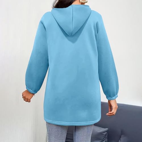 XINGJIAARTS Long Sweatshirts For Women Trendy Oversized Zip Up Hoodies Long Sleeve Fall Hooded Jacket Clothing With Pockets - image 4