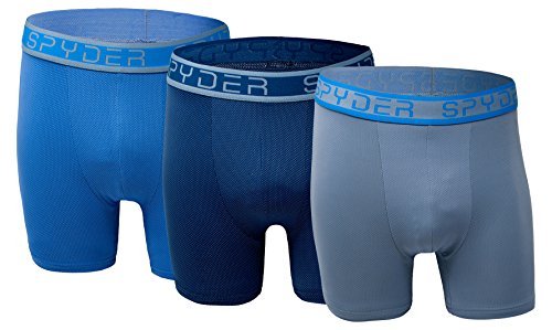Spyder Performance Mesh Mens Boxer Briefs Sports Underwear 3 Pack For Men (Medium, Blue/Navy/Grey)2