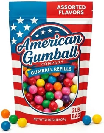 American Gumball Company Assorted Refill Gumballs 2 Pound Bag - .62 inch Small Gumballs for Gumball Machine