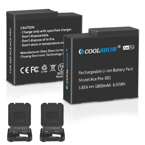 COOLSHOW Insta360 Ace/Ace Pro/Ace Pro 2�o�b�e���[�����p 1800mAh 2�� Insta360 Ace/Ace Pro/Pro 2 �J�����ƌ݊���������܂�