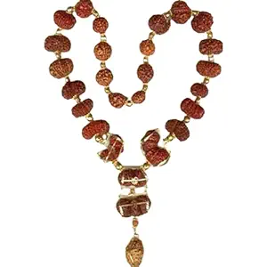 Blustone Original Certified Indrani Mala 1 to 21 Mukhi Rudraksha from Nepal with Gauri Shankar & Ganesh for Men & Women