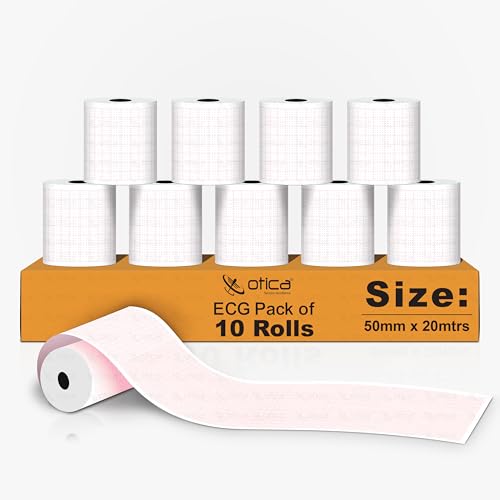 Image of OTICA ECG Thermal Paper Roll (50mm x 20mtr, Without Indicator) | Pack Of 10 Thermal ECG Graph Paper Roll | Suitable for Standard 1-Channel & 3-Channel ECG Machines