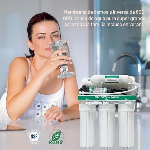 Sistema de ósmosis inversa, sistema de filtración de agua 600 GPD RO debajo del fregadero, sistema de ósmosis inversa de 5 niveles 600 GPD con bomba, sistema de filtro de agua RO Dring ultra seguro