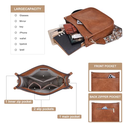 Image of Crossbody Bag Women Vegan Leather Hobo Handbag Trendy Crossbody Shoulder Bag Purses For Women with 2 Adjustable Strap