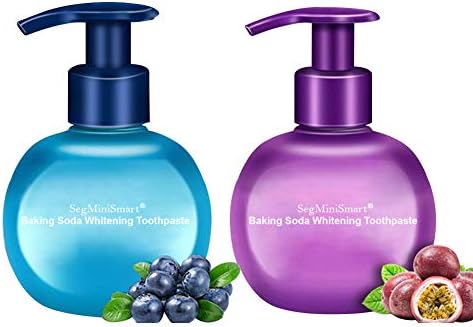 Baking Soda Toothpaste, Teeth Whitening Toothpaste, Gums Toothpaste, Intensive Stain Removal Whitening Toothpaste Anti Bleeding Gums, Press The Pump Packaging (Blueberry+Passion Fruit)
