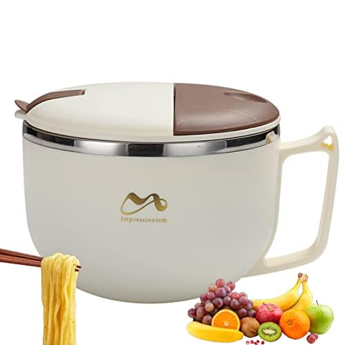 Syfunlv Ramen Schüssel,1200mL, instant nudel schüssel, nudelschüssel, ramen instant nudeln bowl Suppenschalen, ramen schüssel set mit deckel, instant nudeln cup, instant nudeln topf (L)