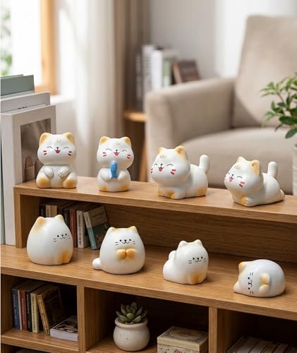 Image of 5Pcs Car Decor Accessories, Car Toys for Car Interior, Sleeping Cat Figurines for Rearview Mirror Home Office Any Occasion (8pcs(Multicolor) B)