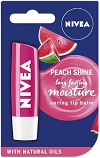 NIVEA Watermelon Shine Lip Balm (4.8g), Moisturising Lip Balm Stick with Organic Jojoba Oil Softens & Adds Shine, 24h Hydration, Nourishing Lip Care