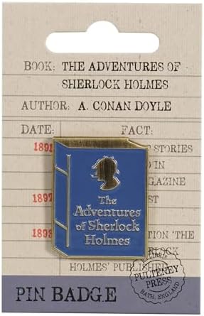 Half Moon Bay The Adventures of Sherlock Holmes - Royal Blue/Gold 1.5 x 1.5 Inch Zinc Alloy/Enamel Book Shape Brooch Lapel Pin image 4