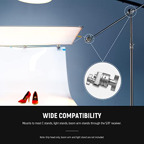Image of NEEWER Multi Functional Heavy Duty 2.5-inch Grip Head Swivel Head Holder Mounting Adapter for Light Stand, Extension Boom Arm and Other Photographic Equipment with 1 /2,1 /4,3 /8,5 /8-inch Mount (Silver)