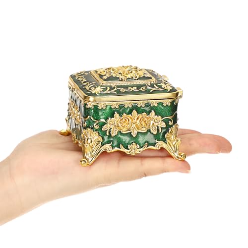 Boîte à bijoux vintage verte petite boîte décorative pour bague et collier - 7