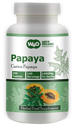 Way 4 Organic W4O Papaya Leaf Extract Capsules (Tablets) - 300 Pills, 150 Servings, 1000 Mg, Supports Platelet Immunity & Digestion* (Pack Of 1) #TOP1