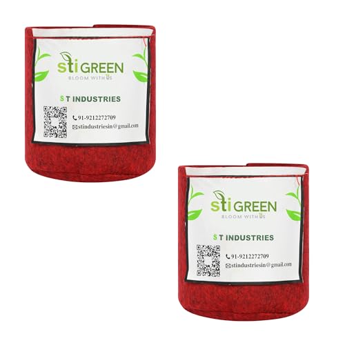 Image of Geo Fabric Grow Bags for Plants 4X4 Inch (Pack of 2) | 400 GSM Heavy Duty UV-Protected Round Maroon Colour Plant Bags for Terrace and Vegetable Gardening | Strong & Reusable|