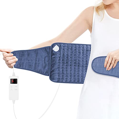 ZWOOS Coussin chauffant 120x30cm, Couverture chauffante électrique avec arrêt automatique et protection contre la surchauffe, 6 température, 4 réglages de temporisation, Lavable en machine (Bleu)