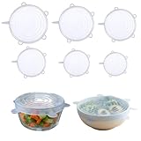 Juego de 6 Tapas de Silicona Extensibles, Tapas Elásticas de Silicona,...
