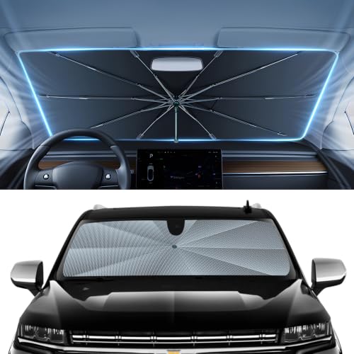 Image of Autorder Umbrella Windshield Sun Shade for 2021-2026 Chevy Suburban /GMC Yukon XL Sunshade Accessories,Upgraded Ice Crystal Material, Windshield Front Window Shade, Foldable Block UV Rays Keep Car Cool
