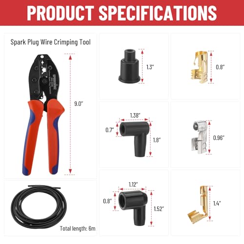 Image of Ratchet Spark Plug Wire Crimping Tool Kit, 180 /90 /Straight Terminals