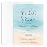 The Invite Lady Beach Bridal Shower Invitations Watercolor Painted Coastal Ocean Wedding Invites Personalized with Envelopes |12 count