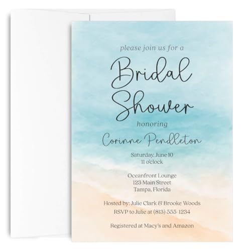 The Invite Lady Beach Bridal Shower Invites Watercolor Painted Tropical