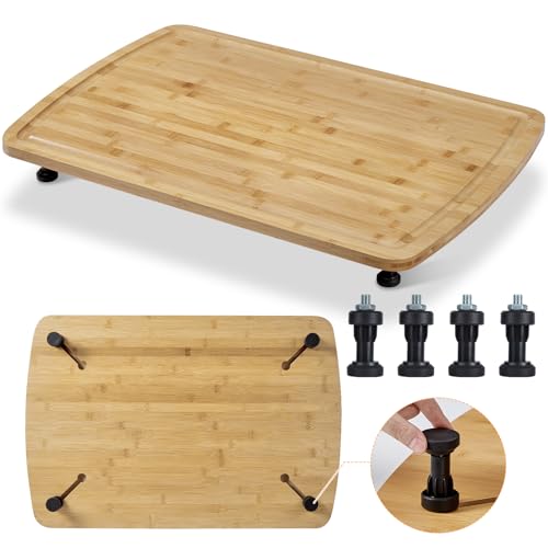 GarveeHome Bamboo Stovetop Cover Cutting Board with Legs and Juice