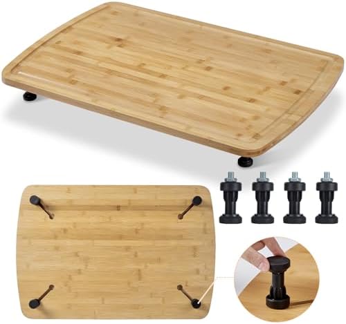 GarveeHome Bamboo Stovetop Cover Cutting Board with Legs and Juic...