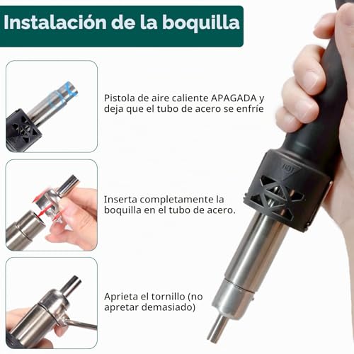 Miniatura 4 de Yihua 8858-Iv Pistola De Calor Para Manualidades, Soldadura Electrónica, Bricolaje, Y Tubo Termorretráctil Con Función De Control De Temperatura Y Volumen De Aire, Modo De Espera Manual