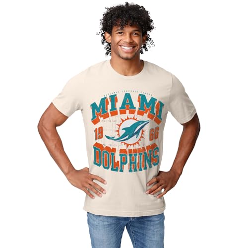 FOCO Miami Dolphins NFL Mens Field Arched Wordmark T-Shirt - Natural - XXXL