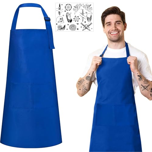 Honic 2 Pcs Halloween Bear Chef Costume Set Include Blue Bear Apron and Tattoos for Adult Halloween Cosplay Dress up