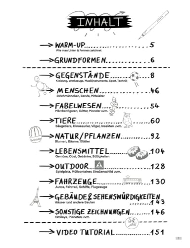 Zeichnen Lernen - Fun & Easy: 1007 Skizzen, die du in unter 5 Minuten zeichnen kannst (in drei Schwierigkeitsstufen; für Kinder und Erwachsene)