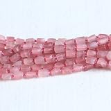 Beads Gemstone 1 Strands Natural Pink Crystal Madasgas Rose Quartz Hand Cut Nugget Free Form Loose Rough Matte Faceted Beads 5-7mm 15 Inch Long 05294c Code-HIGH-22985