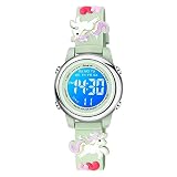 Venhoo Kids Watches 3D Cartoon Waterproof 7 Color LED Digital Wrist Watch Gifts for Little Girls Chi