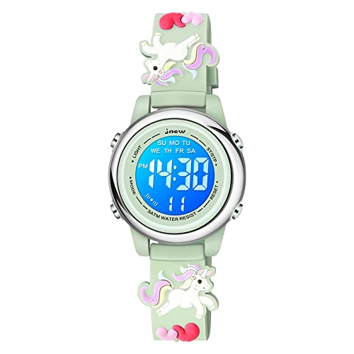 Venhoo Kids Watches 3D Cartoon Waterproof 7 Color Led Digital Wrist Watch Gifts For Little Girls Child-Avocado Green #TOP15