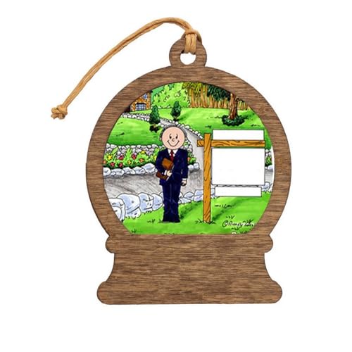 PrintedPerfection.com Personalized Realtor - Male Wooden Snow Globe Shaped Christmas Ornament