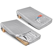 GOBUROS 2 Pieces of Cornhole Cover Fits 4 ft x 2 ft Regulation Size Cornhole Boards, Water-Resistant Nylon Material and Large Bean Bags Pockets for Cornhole Game Silver