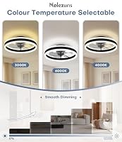 Nalezuns LED Deckenventilator mit Beleuchtung, 50cm Ventilator Deckenleuchte, 3 Farbtemperatur und 6 Geschwindigkeiten Deckenventilator mit Lampe, Lampe für Wohnzimmer Schlafzimmer Esszimmer Küche – Ansicht 3