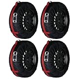 Saihisday 4 PCS Black and Red Waterproof dustproof Tire Covers for Storage, Polyester Material, Protects Wheels for 19“-23” Tires, Suitable for Storage in Various Vehicles
