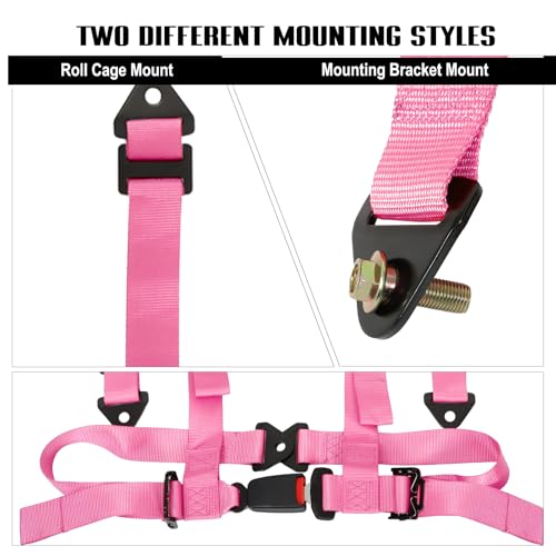 BESTZHEYU 4 Point Harness with 3 Inch Comfortable Heavy Duty Shoulder Padding with Quick Auto buckle for UTV ATV Sports Car, Racing Car, Car Pink Racing Harness 1PC by BESTZHEYU - Used condition - Image 6