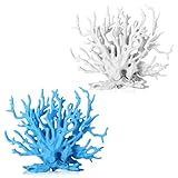 TkoYuHm 2 Pack Artificial Coral Reef Decor for Aquarium Blue and White Fish Tank Decorations for Landscaping Cute Plastic Ornaments for Terrarium