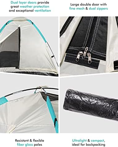 FE Active 2 Person Camping Tent - 2022 Upgraded Design Summer Pop Up Tent 1 to 2 Person Tent Lightweight, Compact, Screened Entrance, Quick Setup. Outdoors, Backpacking | Designed in California, USA