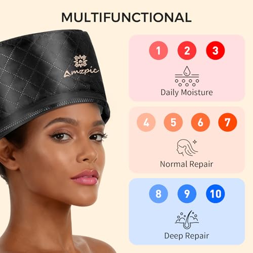 Thermal Heat Cap for Deep Conditioning - Electric Steamer Cap with 10-Level Temperature Control, Fast Heating for Natural & Afro Hair Care at Home