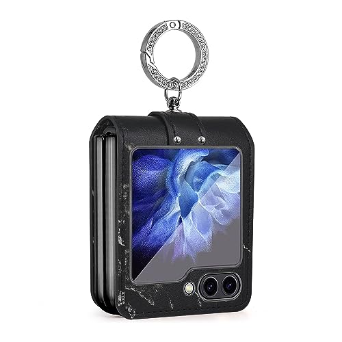 Coque Samsung Z Flip 5 en cuir noir et dorure chic pour femme