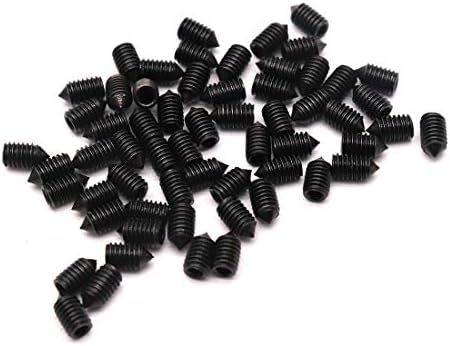 Cyful 60pcs M3x 5mm Alloy Steel Cone Point Hex Socket Set Grub Screw Headless Black (M3x5)