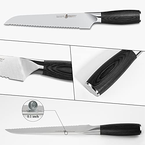 Tuo 8 Inch Serrated Bread Knife, Professional Bread Slicing Knife Cake Knife, German Hc Steel Blade, Ergonomic Pakkawood Handle With Gift Box, Goshawk Series #TOP1