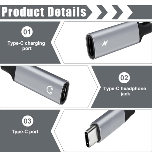 USB C Splitter 2 in 1 Type C Male to Dual USB C Female Adapter Y Splitters Data Power Extension Cable Multifunctional Compatible with iPhone 16 15 Series Laptop Mac Samsung Galaxy iPad Pro Devices - Image 2
