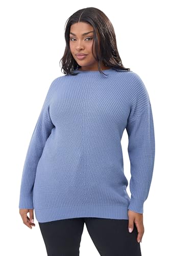 Image of Yours Curve Blue Essential Knitted Jumper - Women's - Plus Size Curve