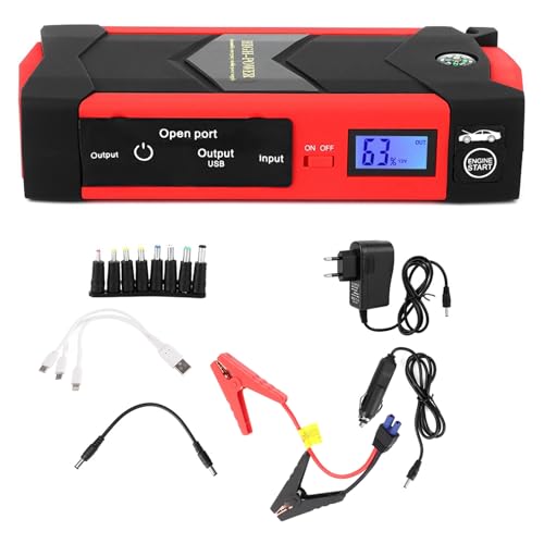 Démarreur de saut intelligent multifonctionnel 12V 26000Mah, chargeur de batterie externe d'urgence rouge pour démarrage d'urgence de voiture 12V