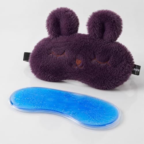 Image of Jenna Eye Mask for Sleeping with Adjustable Strap Super Soft Sleeping Mask Blind Fold for Comfortable Sleep Travelling Sleep Mask Pad for Girls Sleeping (Bunny-Purple-Gel)