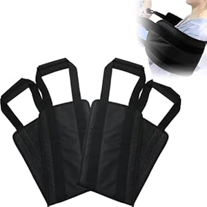 2Pcs Padded Bed Transfer Nursing Sling for Patient, 32Inch Anti Slip Handle Elderly Safety Lifting Aids Home Bed Lift Mobility Belt for Patient Care (Black)