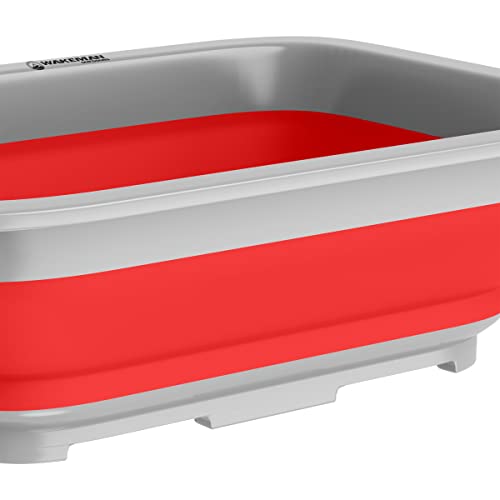 Wakeman Outdoors Collapsible Multiuse Wash Bin- Portable Wash Basin/Dish Tub/Ice Bucket With 10 L Capacity For Camping, Tailgating, More , Red, 14.75” L X 10.75” W X 5” H (Packaging May Vary) #TOP7